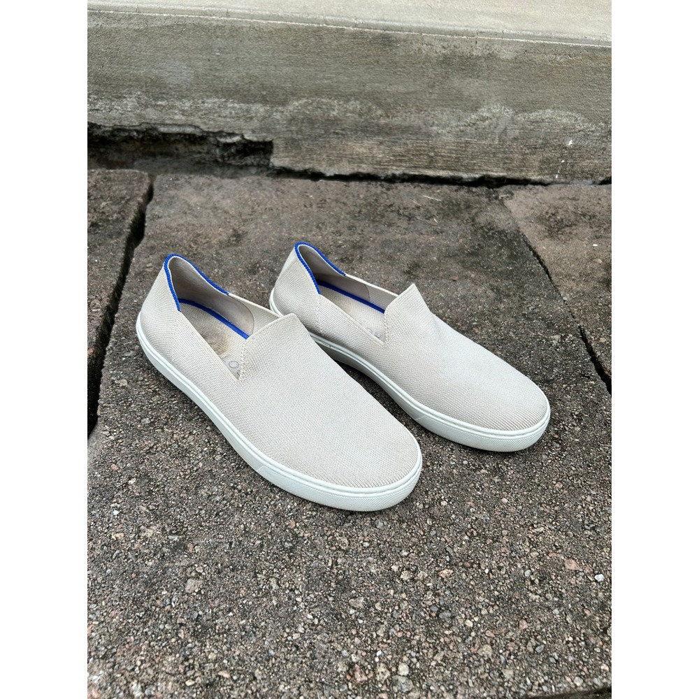 Rothys The Sneaker Clean Girl Sporty Sand Beige Knit Slip On Flat Shoes Size 8.5